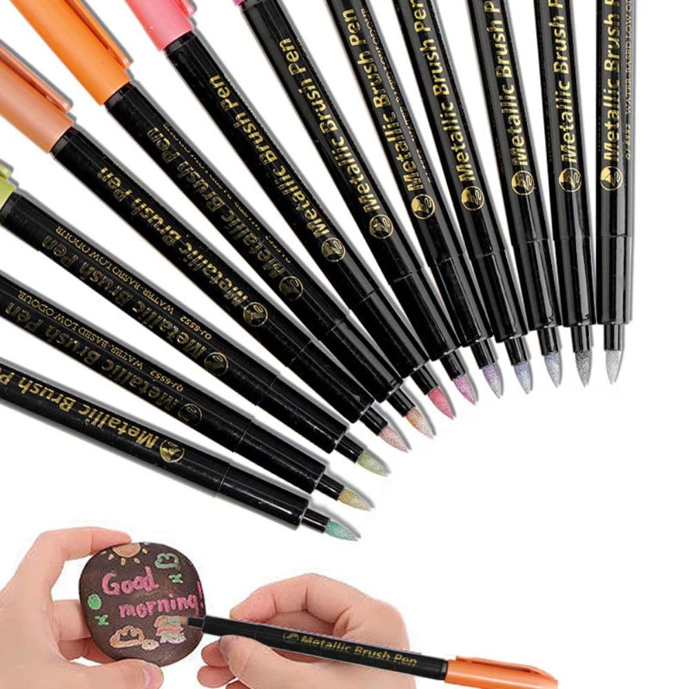 Metallic Brush Pens – 12 Vibrant Shades