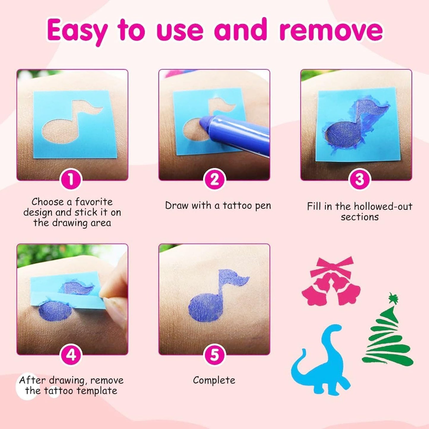 Pretty Color Markers Set with Stencils -6 Colors