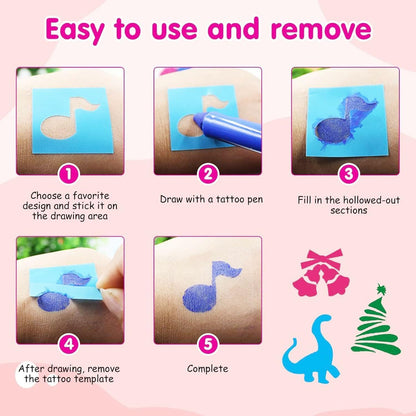 Pretty Color Markers Set with Stencils -6 Colors