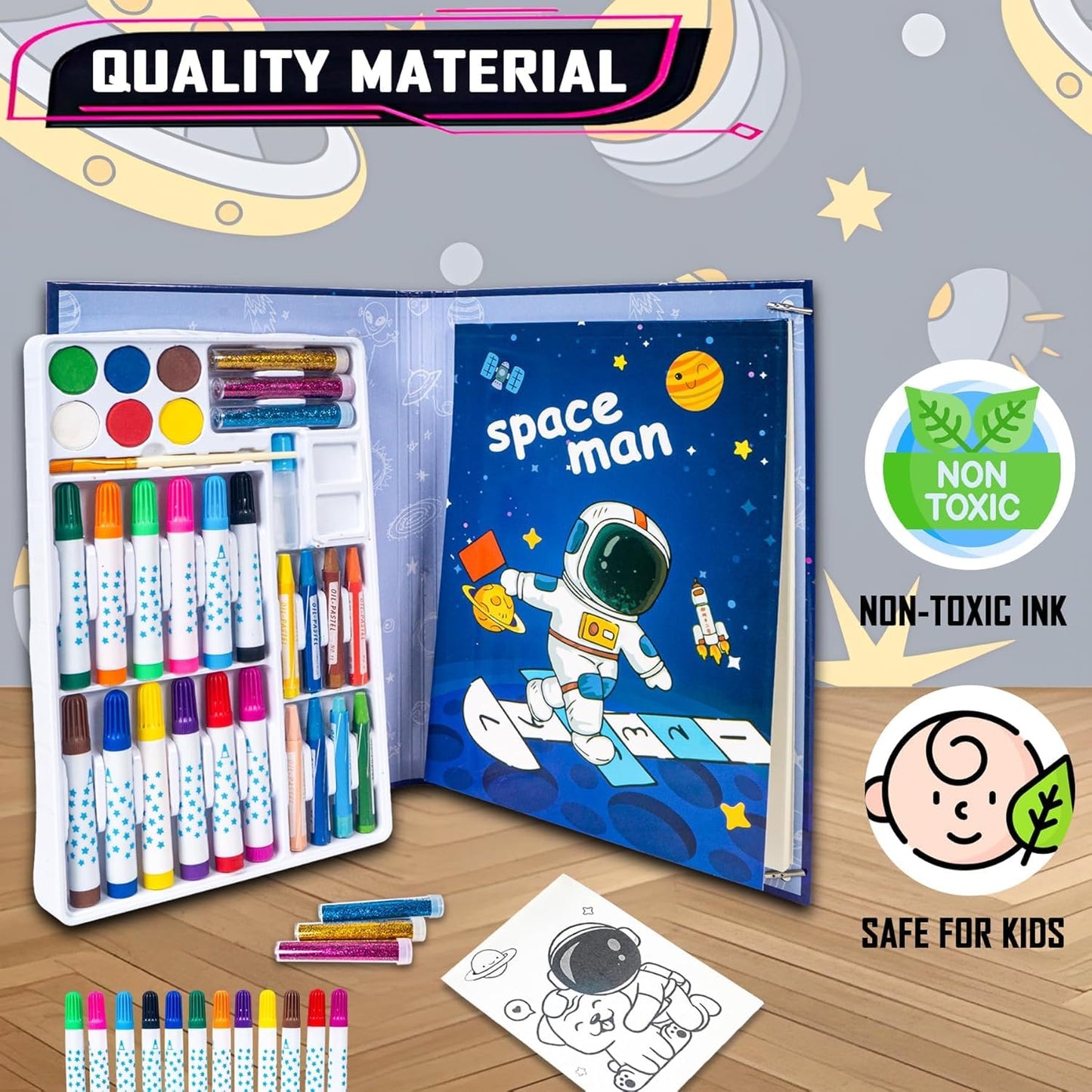 Space Theme Sketch & Coloring Art Kit