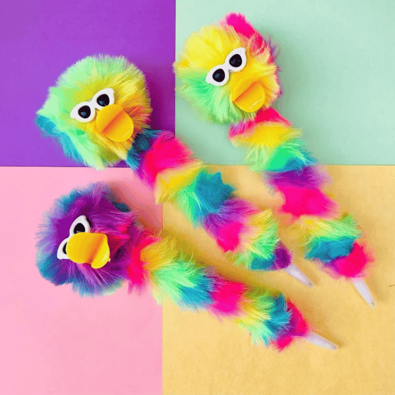 Soft Duck Fur Pen with Sunglasses- Blue  (Pack of 3)